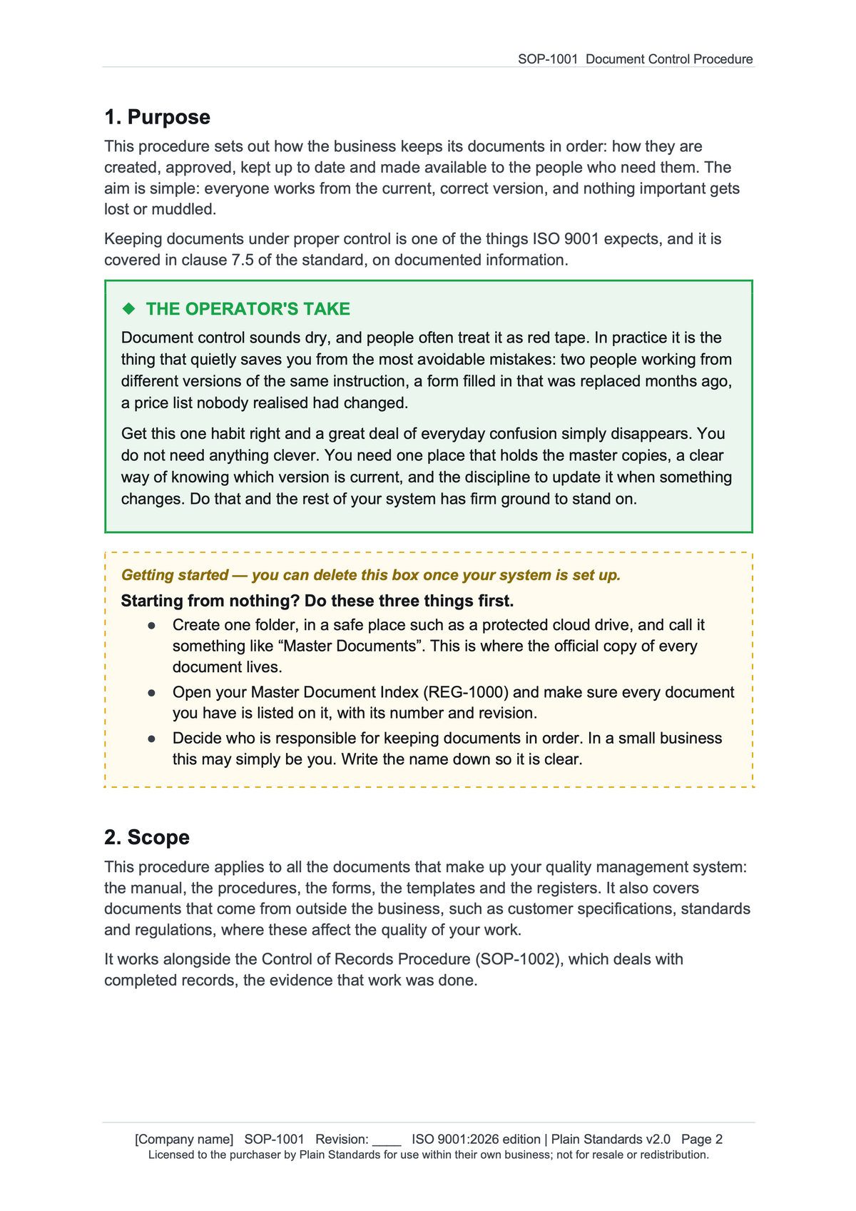 ISO 9001:2026 Document Control Procedure Template