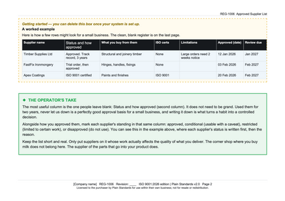 ISO 9001:2026 Approved Supplier List Template