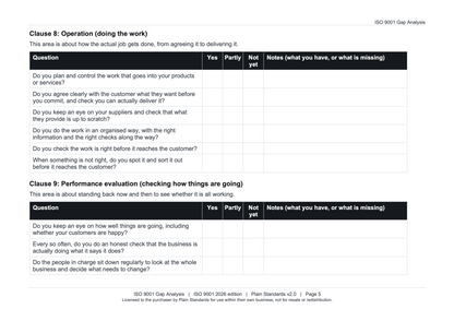 ISO 9001:2026 Gap Analysis Template