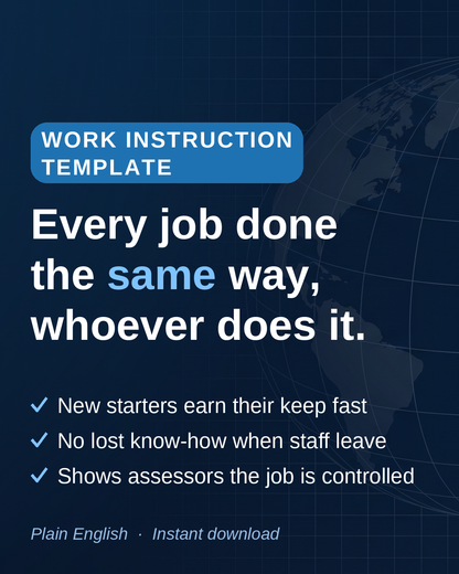 ISO 9001:2026 Work Instruction Template