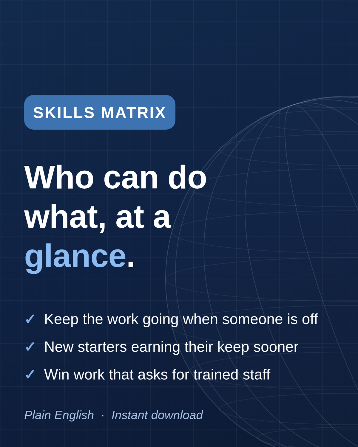 Skills matrix template cover: who can do what, at a glance