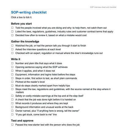 SOP Template: Standard Operating Procedure Template (Word)