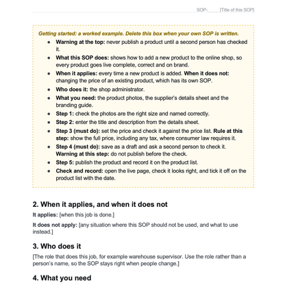 SOP Template: Standard Operating Procedure Template (Word)