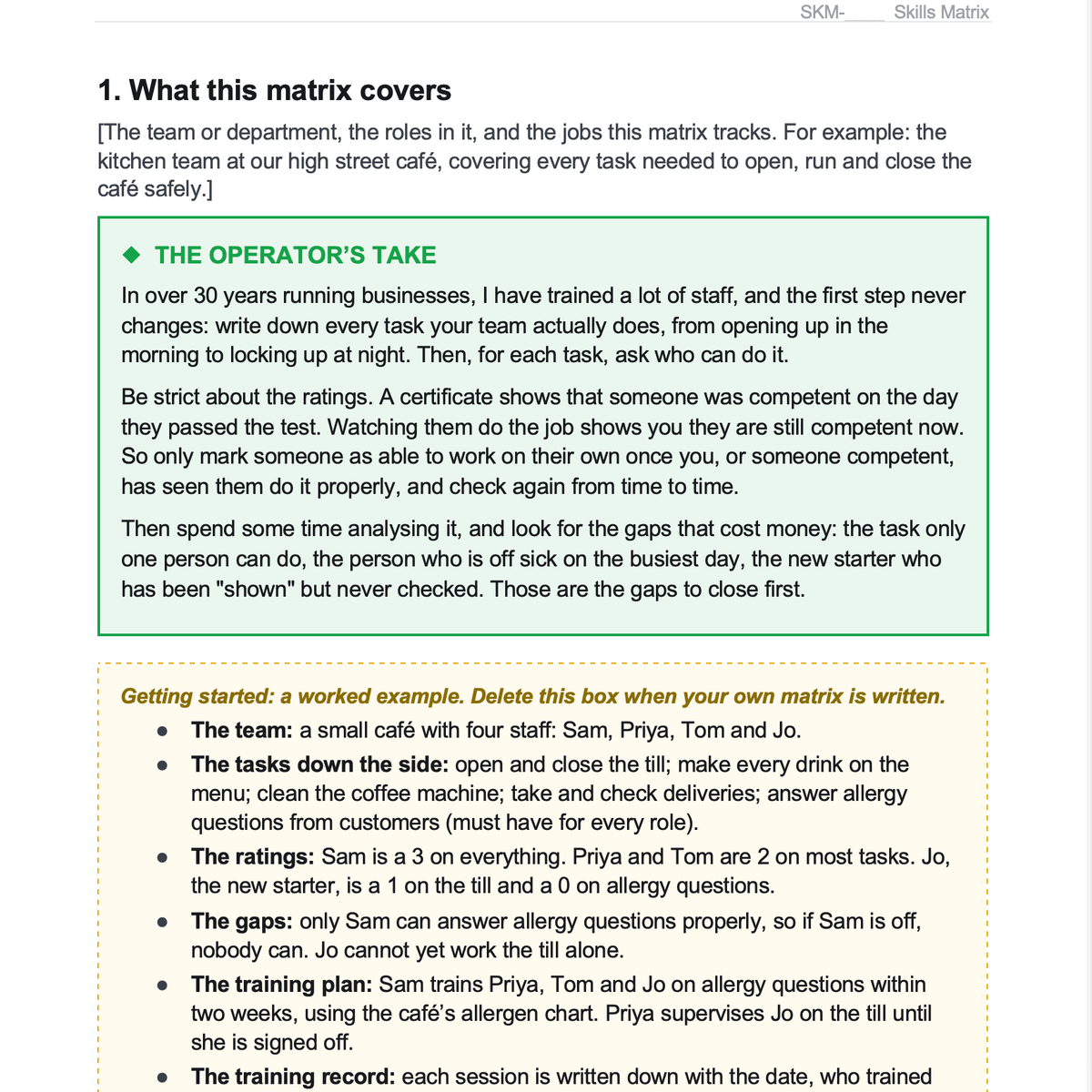 Skills Matrix Template: Training Matrix and Training Record (Word)
