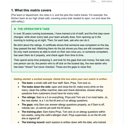 Skills Matrix Template: Training Matrix and Training Record (Word)
