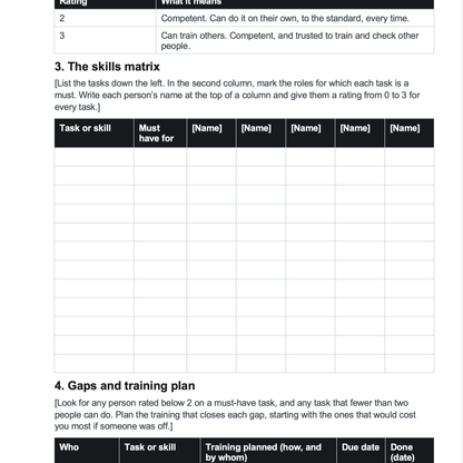 Skills Matrix Template: Training Matrix and Training Record (Word)