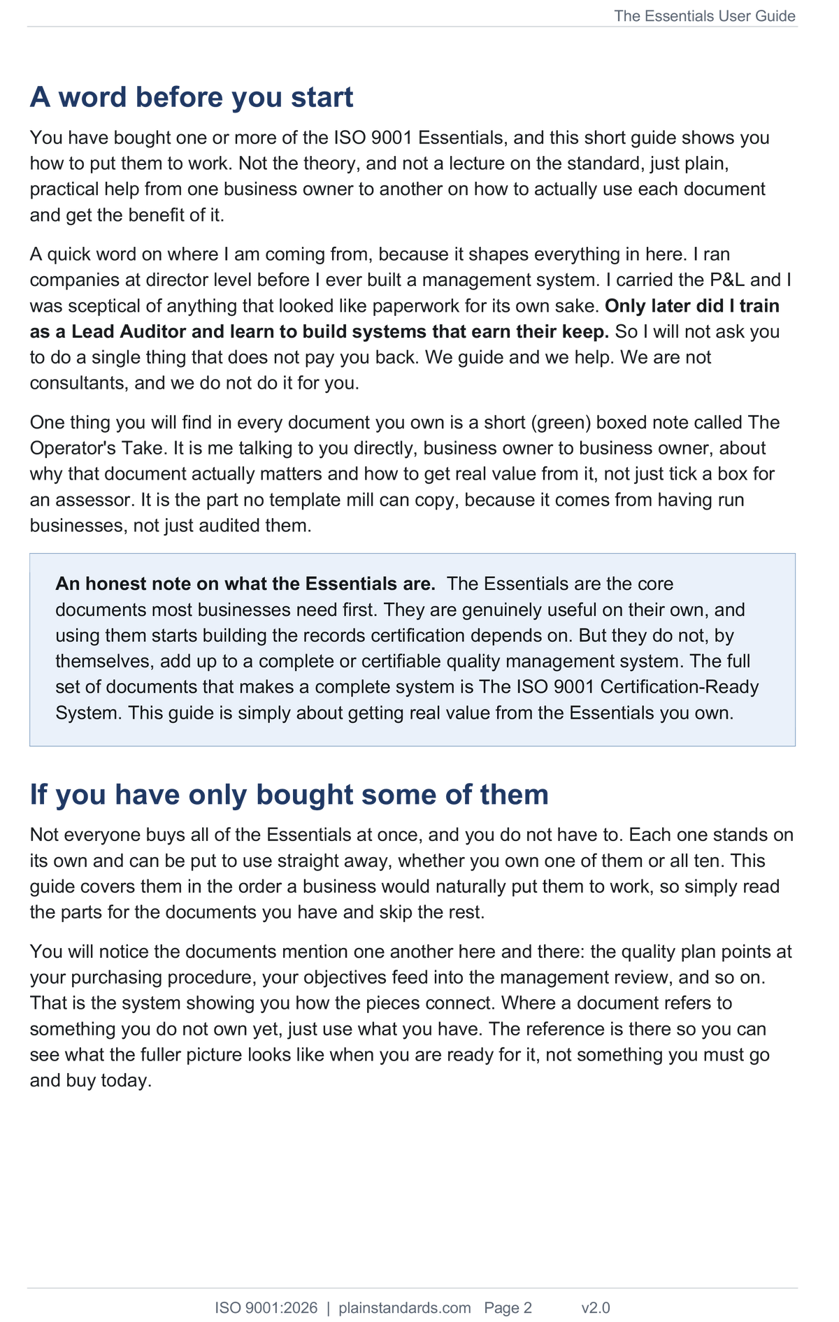 The Essentials User Guide