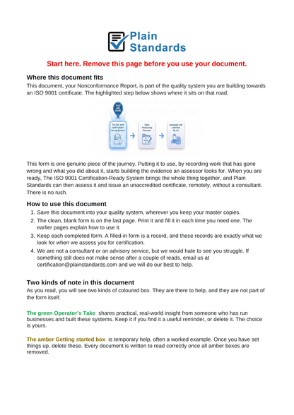 ISO 9001:2026 Nonconformance Report Template