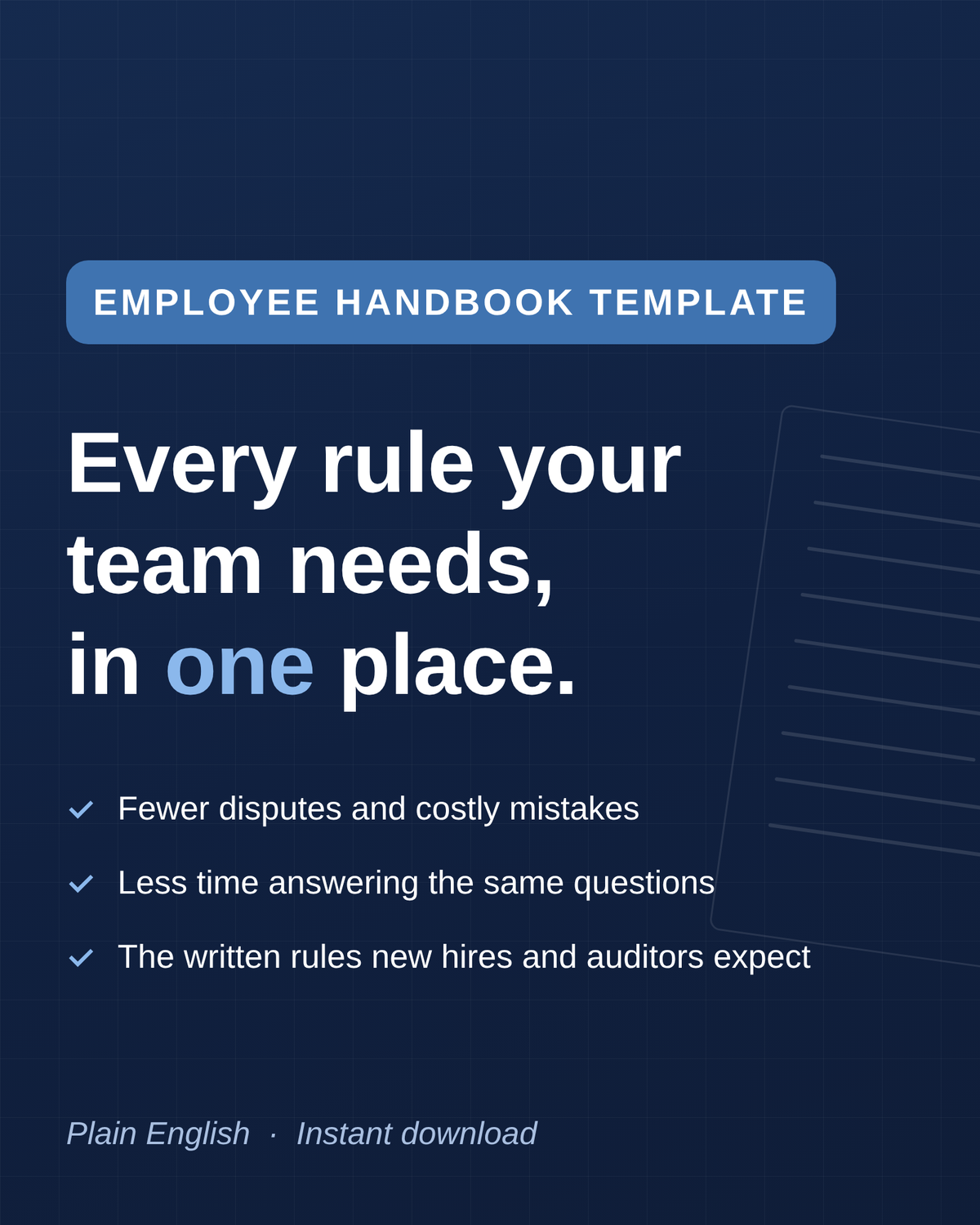 Employee Handbook Template for small businesses, editable Word file