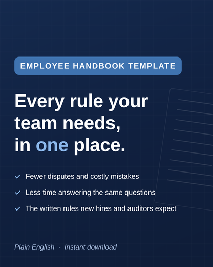 Employee Handbook Template for small businesses, editable Word file
